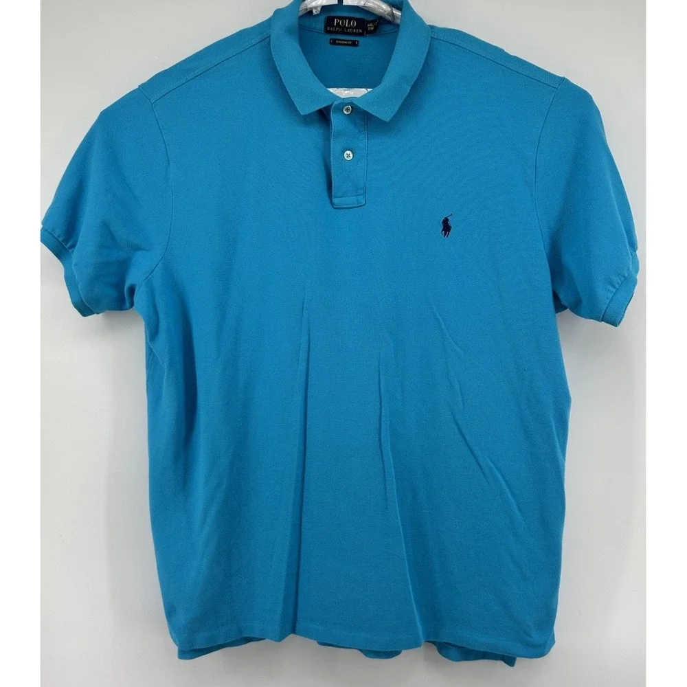 Polo Ralph Lauren Custom Fit Short Sleeve Polo Shirt Teal Men's Size 2XL